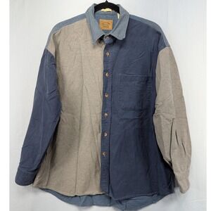 St Johns‎ Bay Chamois Cloth Shirt Mens XL Two Tone Blue Gray Button Down Flannel